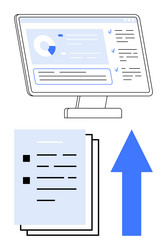 digital document upload with online interface vector image