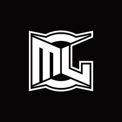 ml logo monogram with abstract shape design vector image
