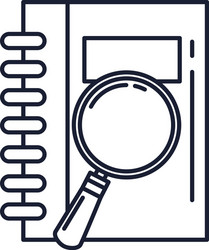 notebook with magnifying glass line style icon vector image