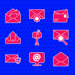 Set mail box and e-mail on speech bubble vector