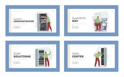 sysadmin working landing page template set male vector image