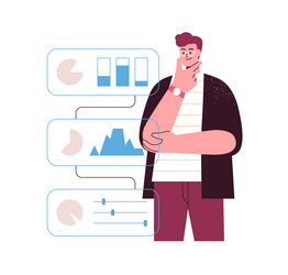 business analyst analyzing data graphs analysis vector image