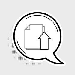 line upload file document icon isolated on grey vector image