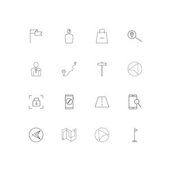 maps and navigation linear thin icons set vector image