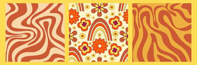 groovy y2k retro pattern with flower and swirl 70s vector image