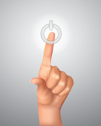 Hand on Power Button - Technology Concept vector image
