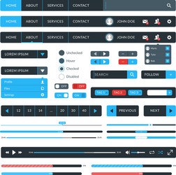 set of flat design ui elements for website vector image