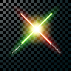 two realistic light swords cross isolated vector