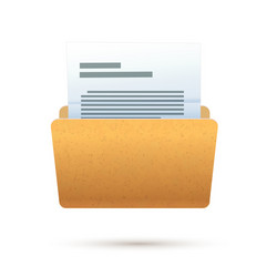 bright yellow realistic open folder with text vector image
