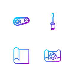 set line graphing paper and gear for engineering vector image