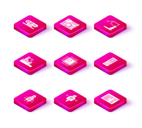 set robot processor with microcircuits cpu vector image