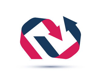 Double Loop Arrows Refresh Sign vector image