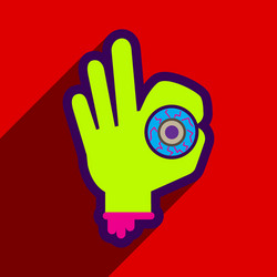 flat with shadow icon and mobile application hand vector image