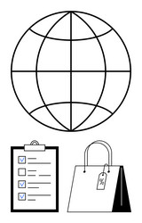 global shopping concept with checklist vector image