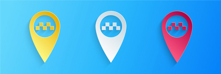 Paper cut map pointer with taxi icon isolated vector