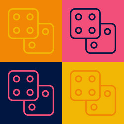 pop art line game dice icon isolated on color vector image