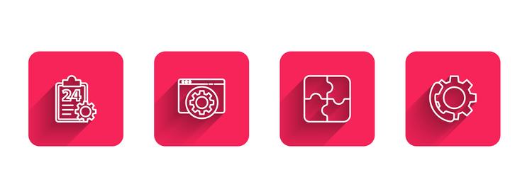 set line checklist with 24 hours service browser vector image