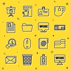 set line monitor with text work document folder vector image