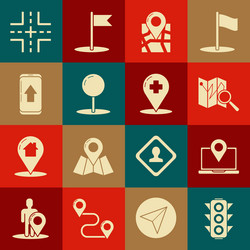 set traffic light laptop with location marker vector image
