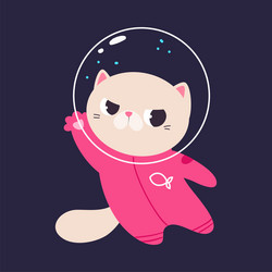 space adventure with cat astronaut in spacesuit vector