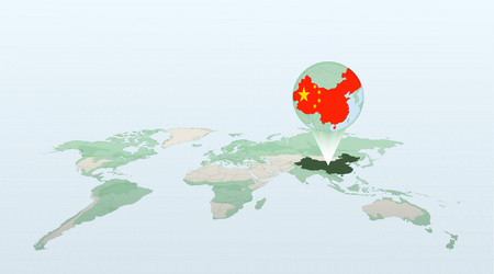 world map in perspective showing the location vector image