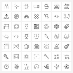 49 universal line icons for web and mobile files vector image