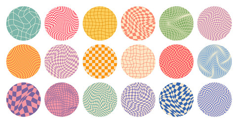 groovy checkered pattern round colorful tiled vector image