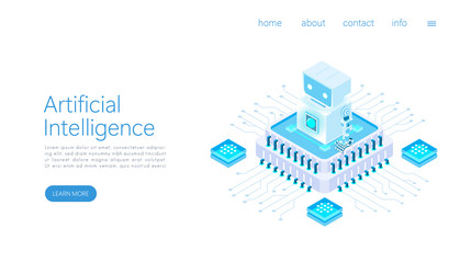 landing page template ai digital technology vector