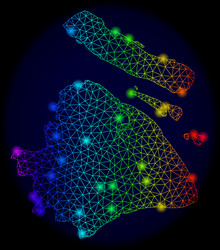 polygonal network color mesh map of shanghai vector