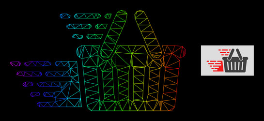 rainbow gradient polygonal net shopping basket vector image