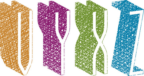 retro style 3d thin tall condensed font with hand vector image
