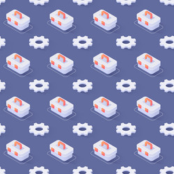 seamless pattern with gear wheels and toolbox vector image