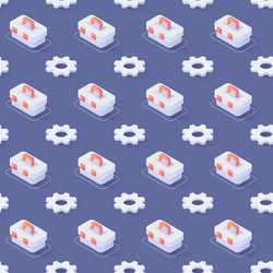 Seamless pattern with gear wheels and toolbox vector