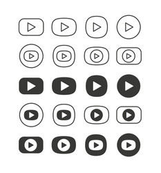 Simple play buttons set isolated on white vector