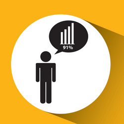 statistics in square button isolated icon design vector image
