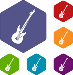 electric guitar icons set vector