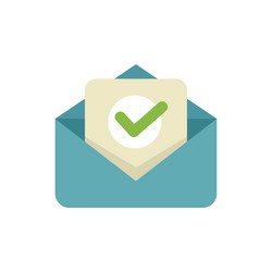 email containing check mark showing validation vector image