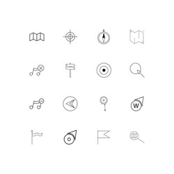 maps and navigation linear thin icons set vector image