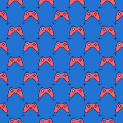 red game controller - gamepad controlling device vector image