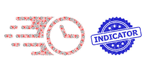 rubber indicator stamp and recursive clock icon vector image