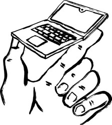 Sketch small laptop in hand concept vector