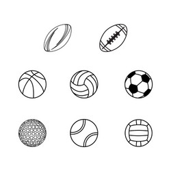 Sport Ball Silhouettes Collection Vector Image