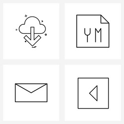 4 interface line icon set modern symbols on ui vector