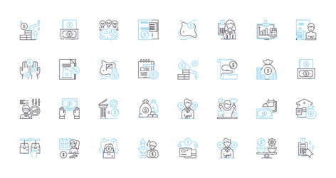 business administration linear icons set vector image