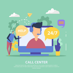 Call center flat background vector