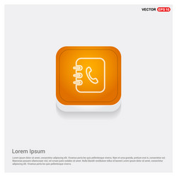 contact book icon orange abstract web button vector image