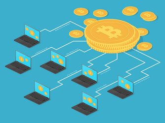 crypto money and net banking bitcoin mining vector image