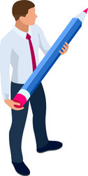 isometric businessman isolated on write creating vector image