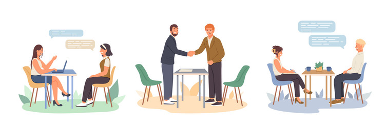 man and woman on interview talking with hr vector image