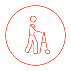 man with walker line icon vector image